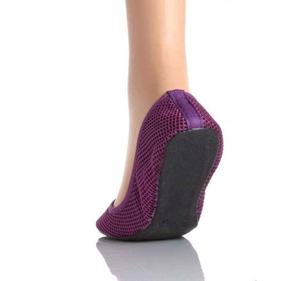 Purple Mesh Women's Flats with Matching Pouch - Picture 4 of 5